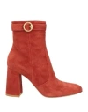 Gianvito Rossi Woman Ankle Boots Rust Size 11 Soft Leather In Red