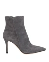 Gianvito Rossi Woman Ankle Boots Slate Blue Size 6.5 Soft Leather In Gray
