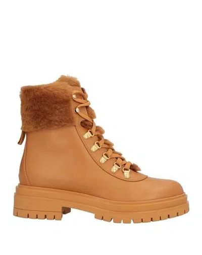 Gianvito Rossi Woman Ankle Boots Tan Size 8 Calfskin, Shearling In Brown