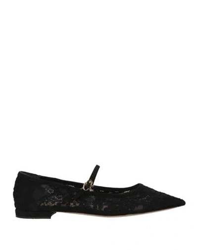 Gianvito Rossi Woman Ballet Flats Black Size 8 Leather, Textile Fibers