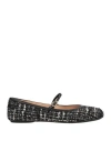 Gianvito Rossi Carla Leather-trimmed Tweed Mary Jane Ballet Flats In Black