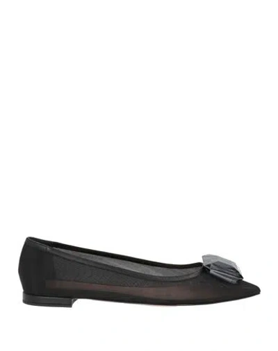 Gianvito Rossi Woman Ballet Flats Black Size 8.5 Textile Fibers In Multi