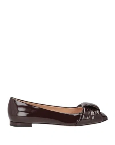 Gianvito Rossi Woman Ballet Flats Chocolate Brown Size 8 Leather In Multi