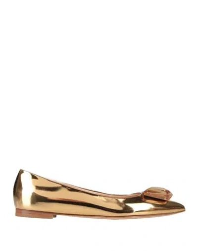 Gianvito Rossi Woman Ballet Flats Gold Size 8 Leather