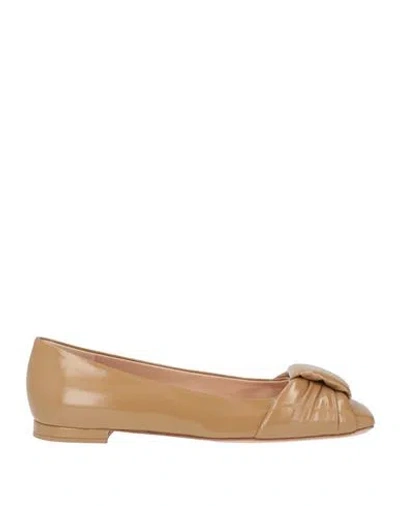 Gianvito Rossi Woman Ballet Flats Sand Size 8 Leather In Brown