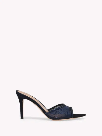 Gianvito Rossi Rania 85 Crystal Mesh Mules In Blue