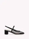 Gianvito Rossi Francoise Suede And Mesh Nylon Slingback Pumps In Black