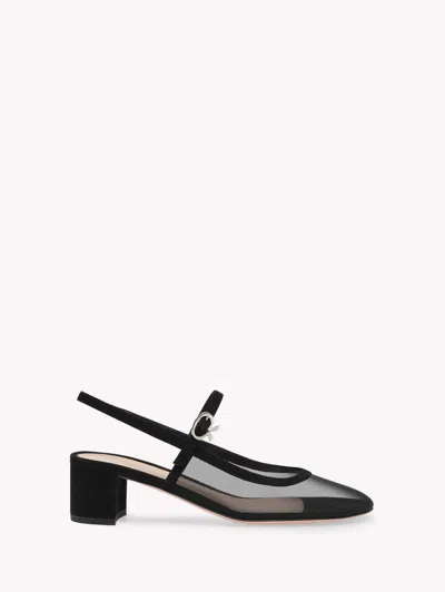 Gianvito Rossi Francoise Suede And Mesh Nylon Slingback Pumps In Multi