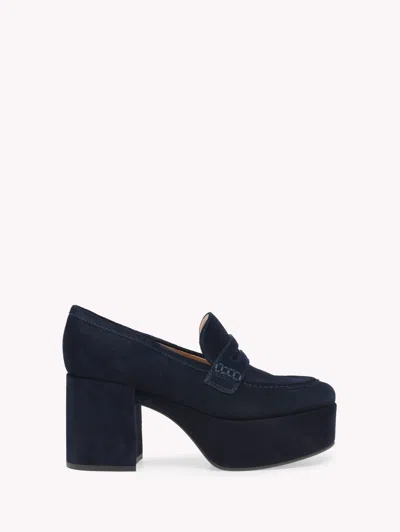 Gianvito Rossi Jenna Platform Loafers In Blue