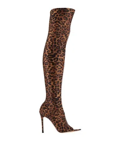Gianvito Rossi Woman Boot Camel Size 7.5 Lycra, Rubber In Beige