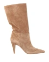 Gianvito Rossi Pointed Toe Suede Finish Ankle Boots In Brown