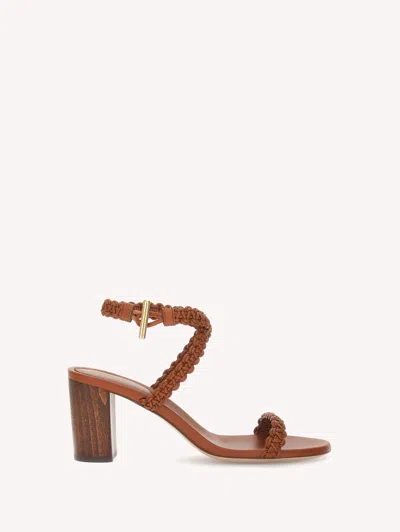 Gianvito Rossi 70mm Braided Leather Sandals In Brown