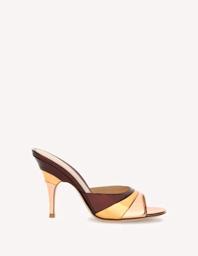 Gianvito Rossi Metallic Finish Stiletto Heel Open Back Mules In Brown