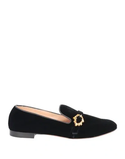 Gianvito Rossi Woman Loafers Black Size 6 Textile Fibers, Soft Leather