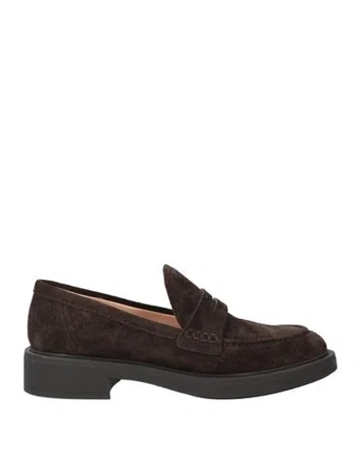 Gianvito Rossi Suede Loafers With Rubber Sole And Stitching In Brown