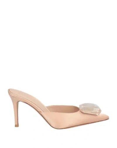 Gianvito Rossi Woman Mules & Clogs Blush Size 6.5 Textile Fibers In Pink