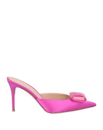 GIANVITO ROSSI GIANVITO ROSSI WOMAN MULES & CLOGS FUCHSIA SIZE 6 TEXTILE FIBERS