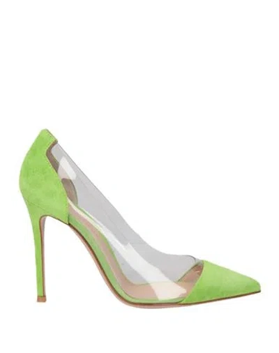 Gianvito Rossi Woman Pumps Lime Green Size 8 Leather, Pvc - Polyvinyl Chloride