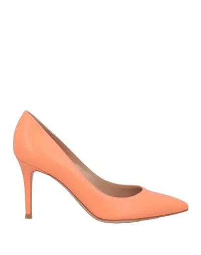 Gianvito Rossi Woman Pumps Apricot Size 8 Calfskin In Orange