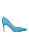 Gianvito Rossi Woman Pumps Azure Size 7.5 Textile Fibers In Blue