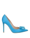 Gianvito Rossi Woman Pumps Azure Size 8 Textile Fibers In Blue