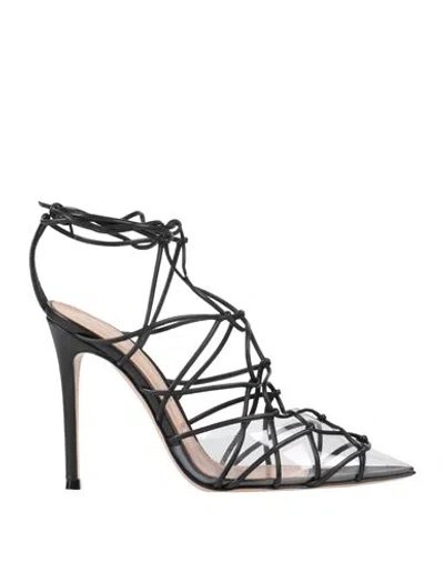 Gianvito Rossi Woman Pumps Black Size 7.5 Leather, Textile Fibers