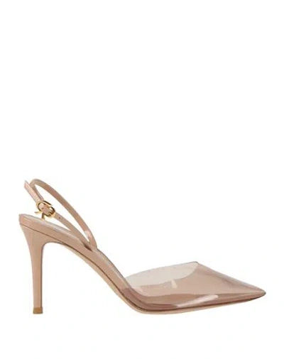 Gianvito Rossi Woman Pumps Blush Size 6.5 Pvc - Polyvinyl Chloride, Leather In Pink
