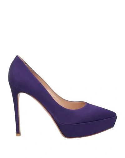 Gianvito Rossi Woman Pumps Dark Purple Size 7.5 Textile Fibers