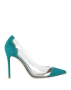 Gianvito Rossi Woman Pumps Deep Teal Size 6.5 Leather, Pvc - Polyvinyl Chloride In Green