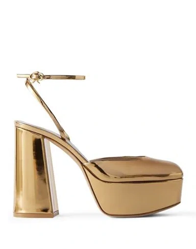 Gianvito Rossi Woman Pumps Gold Size 12 Leather In Gold