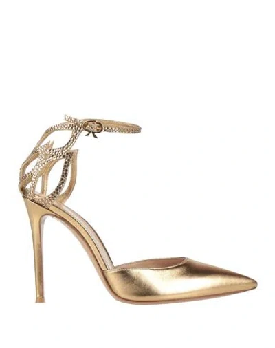Gianvito Rossi Woman Pumps Gold Size 7.5 Leather