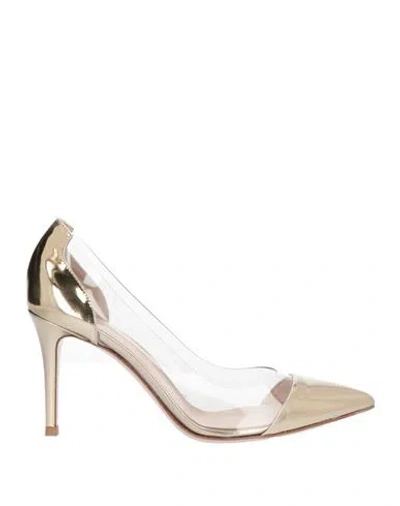 Gianvito Rossi Woman Pumps Gold Size 12 Leather, Plastic
