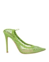 Gianvito Rossi Woman Pumps Green Size 8 Textile Fibers, Leather