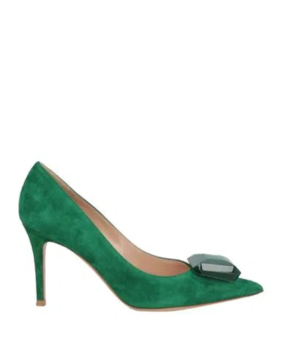 Gianvito Rossi Woman Pumps Green Size 9 Leather