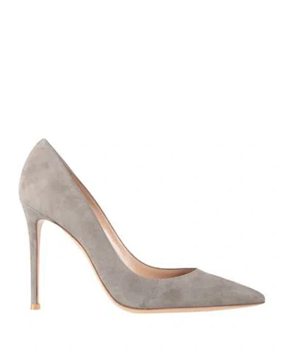 Gianvito Rossi Woman Pumps Grey Size 11 Soft Leather In Gray