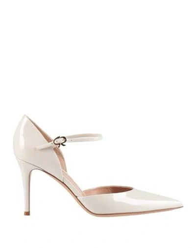 Gianvito Rossi Woman Pumps Ivory Size 10 Leather In White