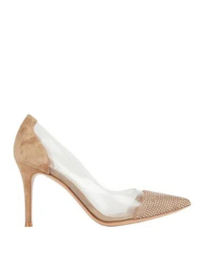 Gianvito Rossi Woman Pumps Khaki Size 8 Leather, Pvc - Polyvinyl Chloride In Beige