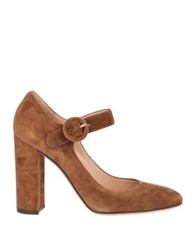 Gianvito Rossi Woman Pumps Khaki Size 8 Textile Fibers In Brown