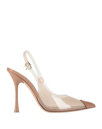 Gianvito Rossi Woman Pumps Light Brown Size 8 Plastic, Leather
