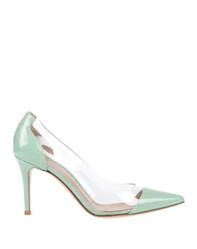 Gianvito Rossi Woman Pumps Light Green Size 6.5 Soft Leather, Plastic