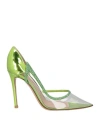 Gianvito Rossi Woman Pumps Lime Green Size 8 Soft Leather, Pvc - Polyvinyl Chloride