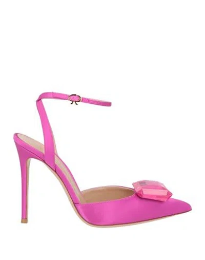 Gianvito Rossi Woman Pumps Magenta Size 11 Textile Fibers In Pink