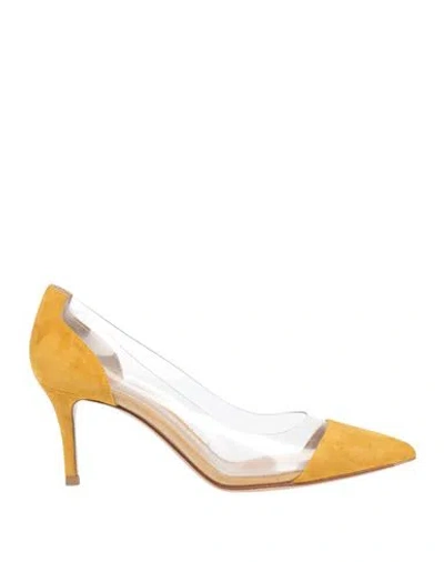 Gianvito Rossi Woman Pumps Marigold Size 6.5 Leather, Pvc - Polyvinyl Chloride