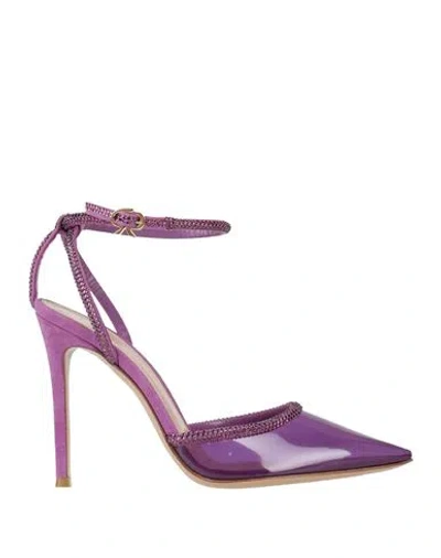 Gianvito Rossi Woman Pumps Mauve Size 10 Pvc - Polyvinyl Chloride, Leather In Purple
