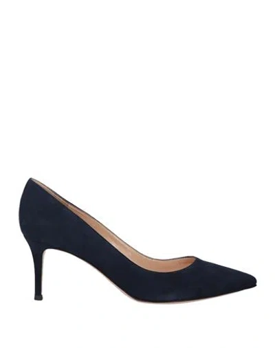 Gianvito Rossi Pointed Toe Pump In Denim Suede