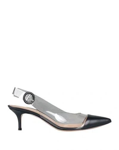 Gianvito Rossi Woman Pumps Navy Size 5.5 Calfskin, Pvc - Polyvinyl Chloride In Navy Blue