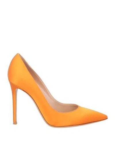 Gianvito Rossi Woman Pumps Orange Size 11 Textile Fibers
