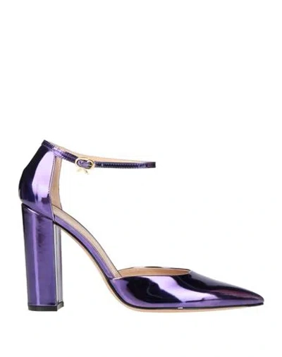 Gianvito Rossi Woman Pumps Purple Size 10 Leather