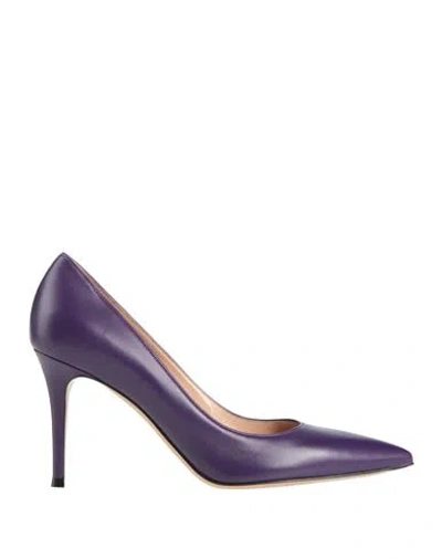 Gianvito Rossi Woman Pumps Purple Size 6.5 Leather