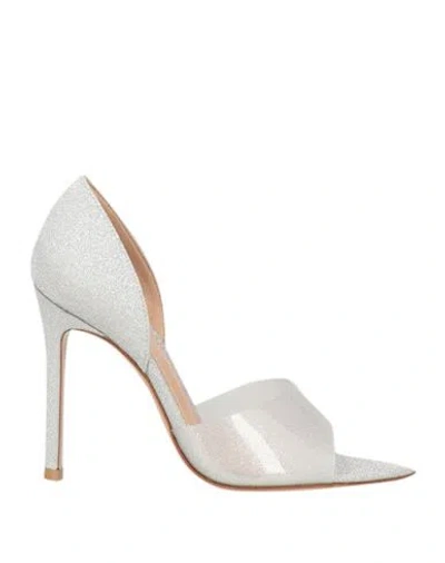 Gianvito Rossi Woman Pumps Silver Size 11 Leather, Rubber